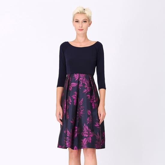 Kleid aus Bi-Material mit floralem Brokat - Image 3