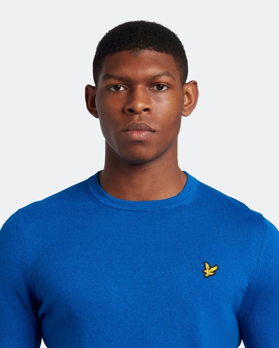 Lyle & Scott Baumwolle-Merino-Pullover mit Rundhalsausschnitt in Blau - Image 4