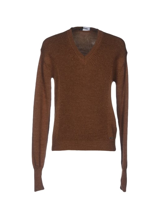 Dsquared2 Khaki Wool Knit V-Neck Jumper