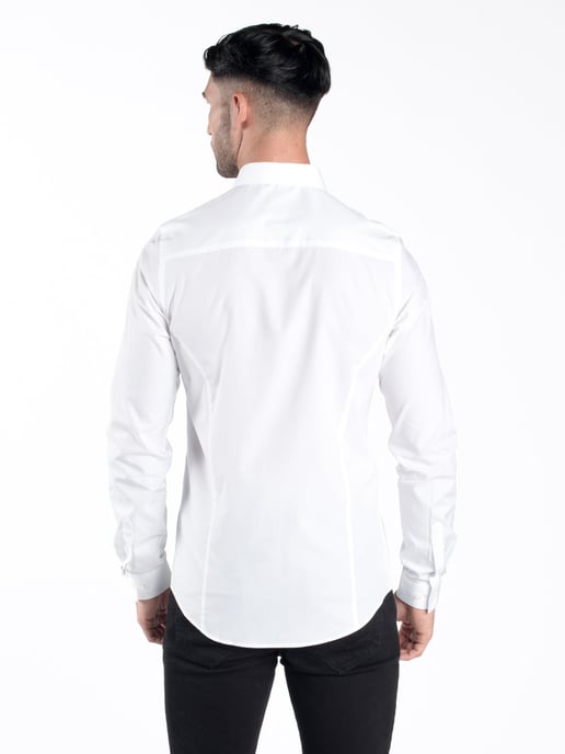 Luke 1977 Men's The Butchers Pencil Slim Fit Smart Shirt in White