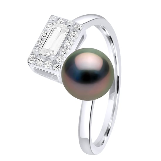 Ring verstellbarer Zirkonia – echte Tahiti-Zuchtperle rund 8–9 mm - Image 1