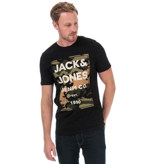 Men's Jack Jones Camo Man T-Shirt in Black