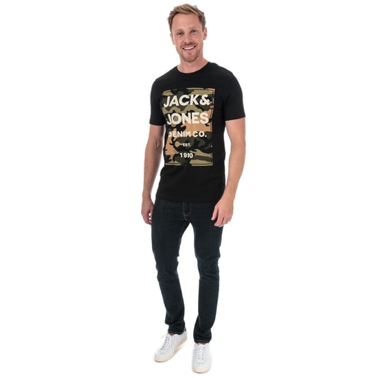 Men's Jack Jones Camo Man T-Shirt in Black