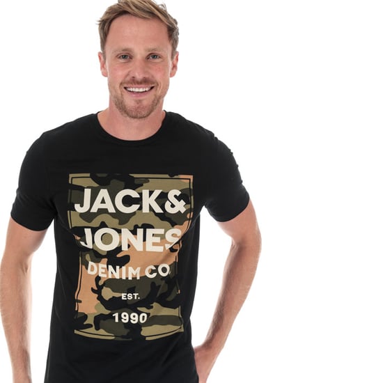 Men's Jack Jones Camo Man T-Shirt in Black