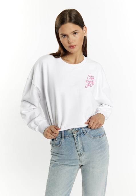 Mymo Sweatshirt kurz Damen weiss - Image 3