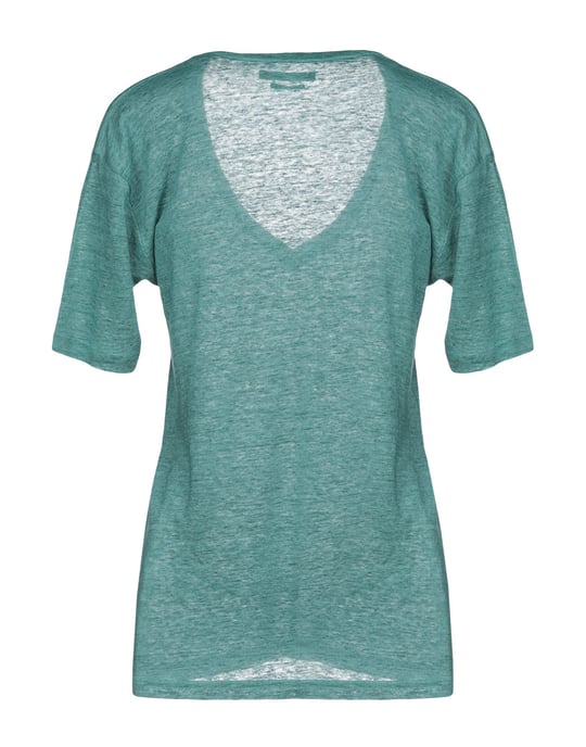 Isabel Marant Green Linen V-Neck T-Shirt