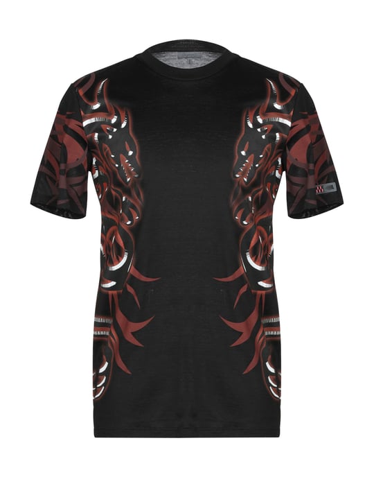 Lanvin Black Pattern Cotton T-Shirt