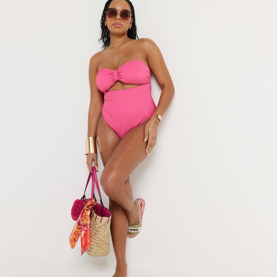 River Island Womens Swimsuit Pink Fuller Bust Textured Bandeau