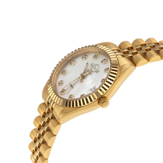 GV2 Neapel Silber Zifferblatt 12402 Gelbgold Schweizer Quarz Diamant Uhr - Image 3