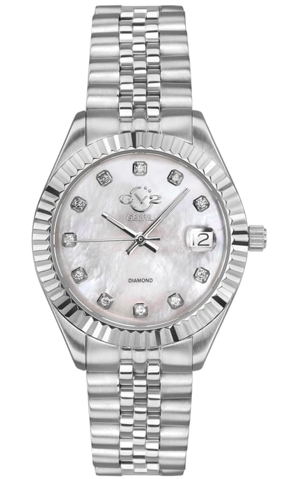 GV2 Naples Womens Silber Zifferblatt Schweizer Quarz Diamant Uhr - Image 1