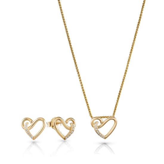 Orphelia 'Ida' Damen 925 Sterling Silber Set: Kettenanhänger + Ohrringe - Gold SET-7521/G - Image 1