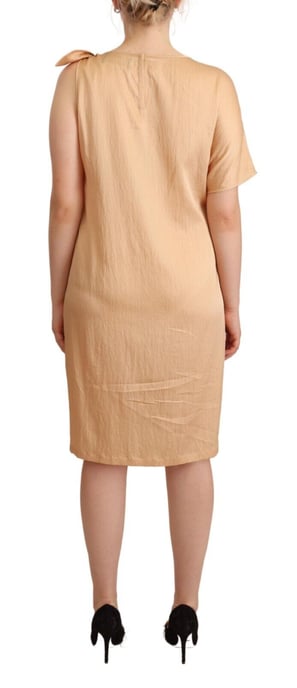 Moschino Damen Beiger Einarmiger Knie-langer Shift Kleid - Image 3