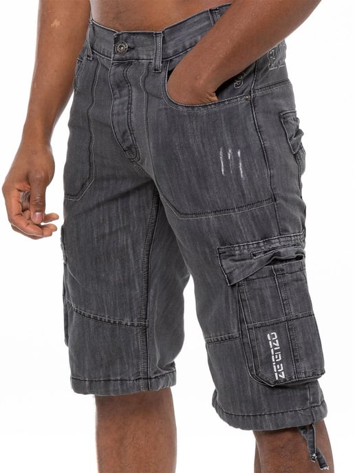 Enzo Herren Cargo Combat Denim Shorts - Image 1