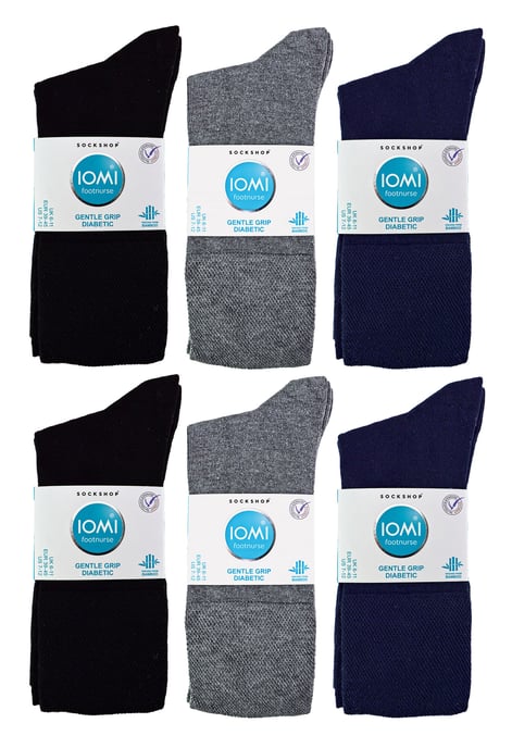 IOMI - 12 Paar Multipack Herren Diabetiker Bambus Socken | Extra breite nahtlose Socken mit nicht elastischen sanften Grip Top - BNG - Image 2