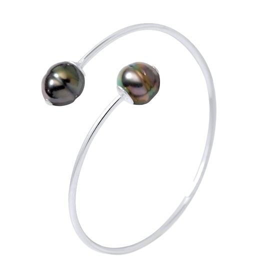 Bracelet Prestige You & Me - Silver 925 - 2 Real Cultured Tahiti Pearls Circled 10-11 mm