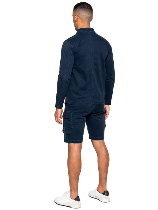 Enzo | Herren Cargo-Trainingsanzug mit Shorts Set - Navy - Image 4