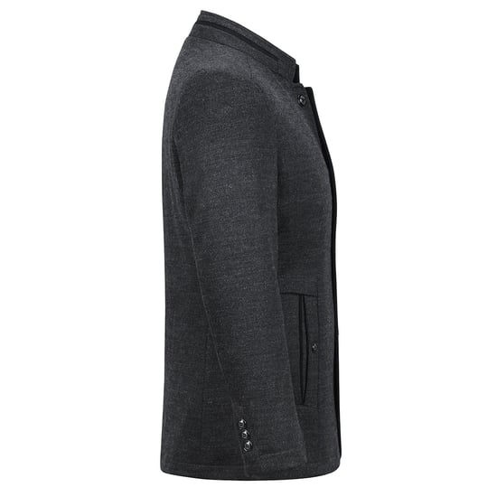 Herren Kurzer Slim Fit Mantel mit Stehkragen Business Casual Wollmantel Grau - Image 2
