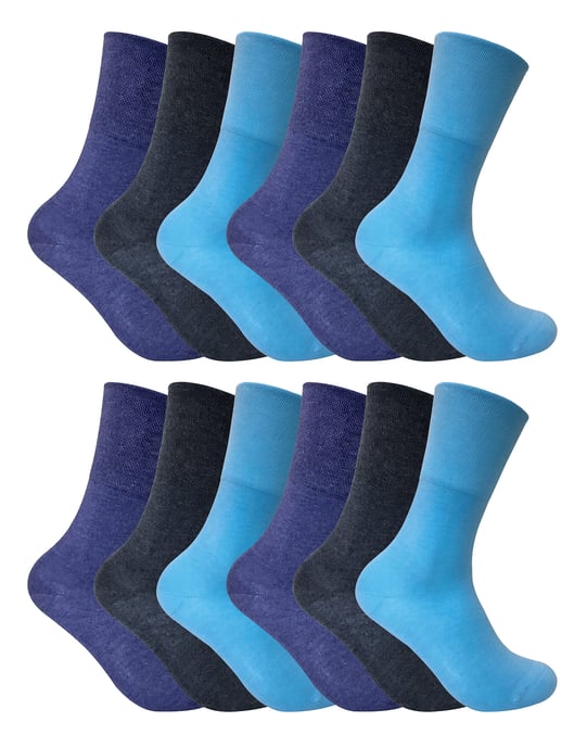 12 Pack Damen nicht elastische thermische diabetische Socken | Socken Snob | Frauen Soft Top Socken für schlechte Durchblutung - Hellblau - Image 1