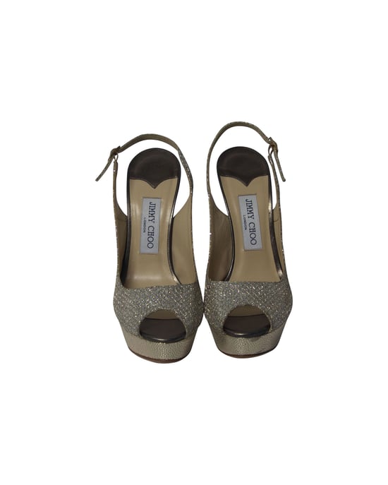 Jimmy Choo Vita Glitzer-Pumps aus Champagnerleder - Image 2
