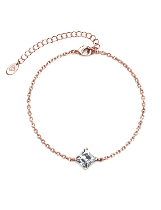 Einfaches quadratisches Handschellen-Set - Rose Gold und Kristall - Image 3