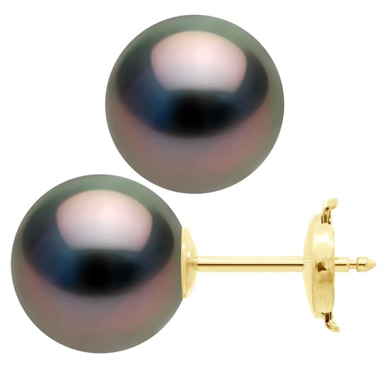Ohrringe - Gelbgold 375 - Echte Tahiti-Zuchtperlen rund 10-11 mm - Image 1