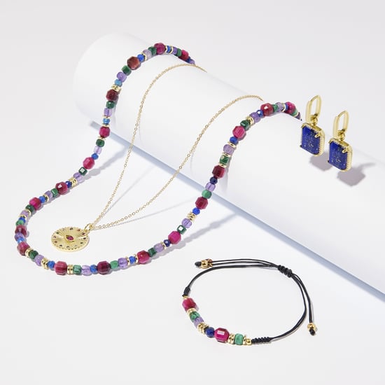 Luxenter 925 Sterling Silver Bracelet with Multicoloured Natural Stone finished in 18K yellow gold - Asela