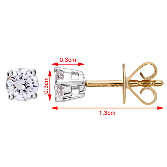Boucles d'oreilles à tige en diamant, boucles d'oreilles en or jaune 18 carats IJ/I rond brillant certifié diamant, poids diamant 0,33 carat - Image 3