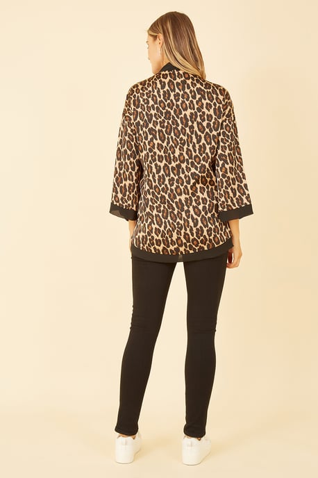 Mela Animal Print Satin Kimono