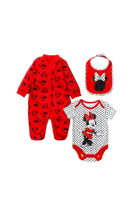 Minnie Mouse Print Cotton 3-Piece Baby Gift Set