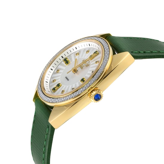 GV2 Women's Palermo Diamond Swiss Quartz MOP Dk Blue Dial, Genuine Blue Handmade Leather Watch