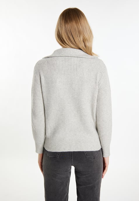 Dreimaster Strickjacke Damen grau melange - Image 4