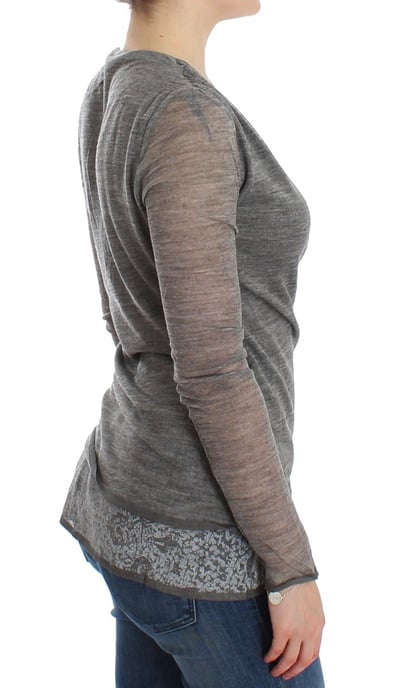 Ermanno Scervino Women's Gray Wool Blend Stretch Long Sleeve Sweater