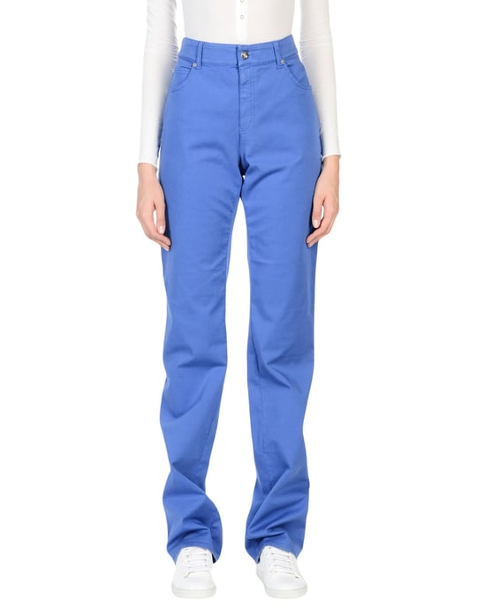 Armani Collezioni Blue Cotton Straight Leg Trousers