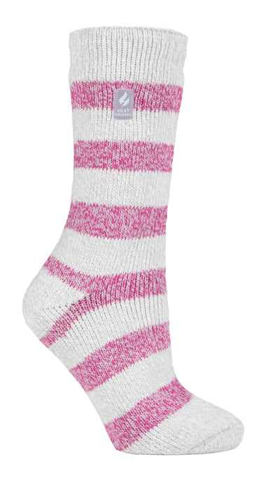 Wärmehalter - Damen Thermosocken für den Winter | Outdoor & Indoor Socken | Kuschelig & Flauschig | Geschenke für Frauen - Hellgrau / Beere (Tuscuny) - Image 1