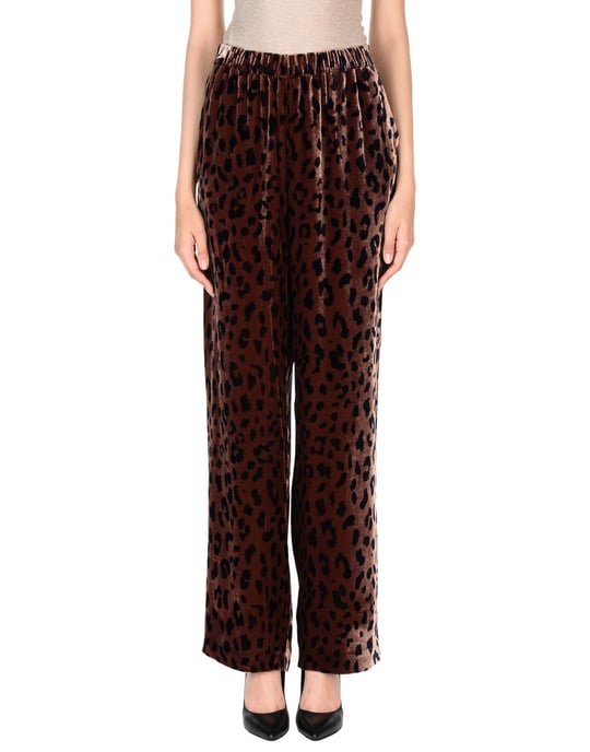 Tibi Dark Brown Leopard Print Velvet Trousers