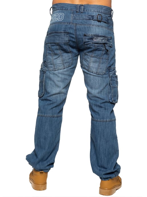 Enzo | Herren Combat Denim Jeans - Blau - Image 4