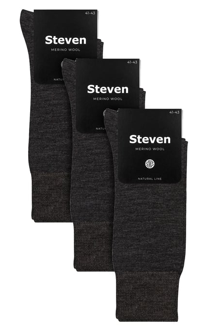 Steven - 3 Paar Multipack Herren Original Merinowolle Socken - Holzkohle - Image 2