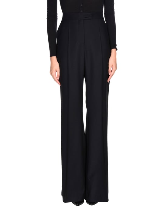 Racil Black Super 100s Wool Tailored Wide Leg Trousers