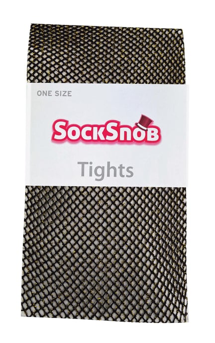 Netzstrumpfhose für Frauen mit Glitzer | Sock Snob | Glänzend | Hohe Taille - Gold - Image 2