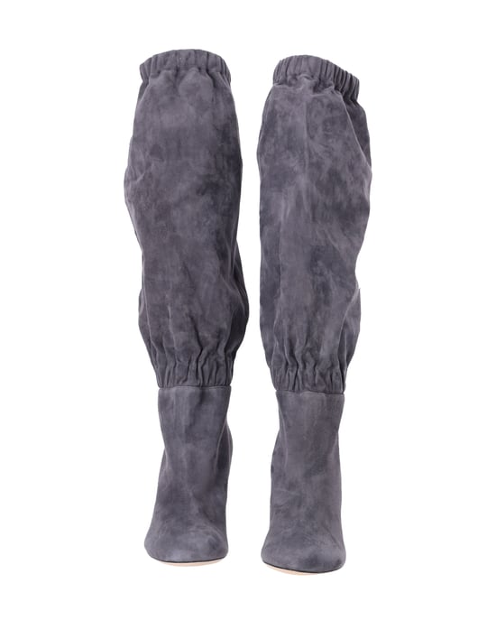 Jimmy Choo Maxyn 85 Knielange Stiefel aus grauem Wildleder - Image 2