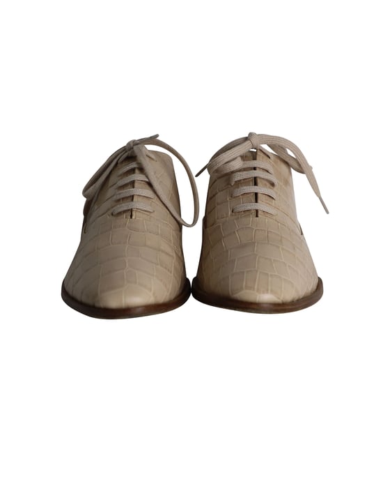 Alexander Wang Ingrid Krokodilprägung Oxfords aus beigem Kalbsleder - Image 2