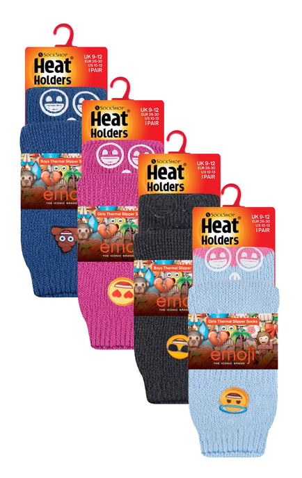 Heat Holders - 4 Paires Chaussettes Enfants Emoji Hiver | Polaire Chaussettes - Mix Emoji - Image 2
