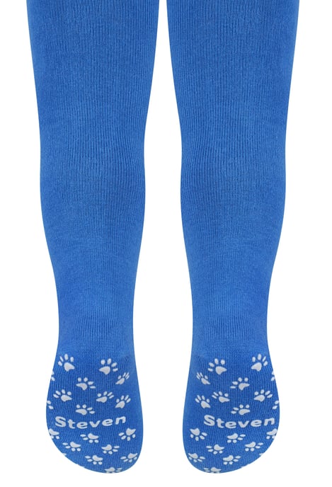 Steven - Baby Baumwollstrumpfhose mit Anti-Rutsch-Griff - Paws (Königsblau) - Image 2