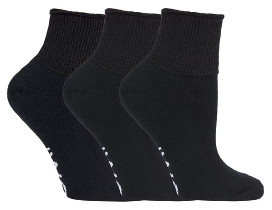 IOMI - 3 Paar Baumwolle gepolstert diabetischen Socken für geschwollene Füße und Beine - Schwarz - Image 1