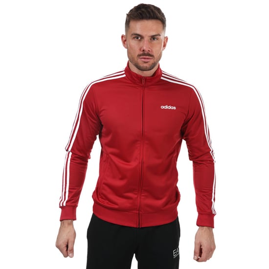 Men's adidas Essentials 3-Stripes Tricot Track Top in Burgundy