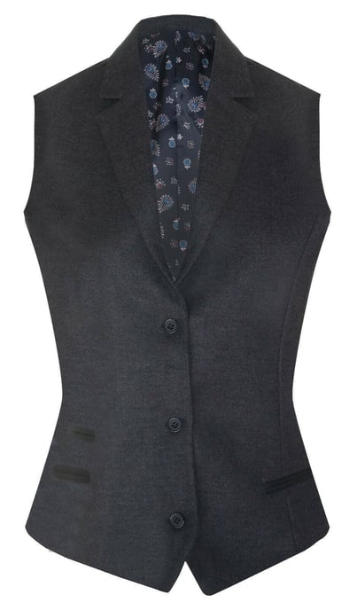 Damen-Blazer aus Tweed mit Fischgrätmuster und schwarzer Wolle im Stil der 1920er Jahre - Image 5