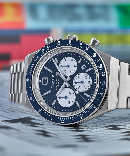 Timex Q Diver Chrono Herren Silber Uhr TW2W51600 - Image 5