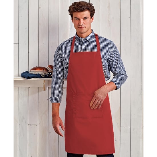 Premier Ladies/Womens Colours Bip Apron With Pocket (Red)