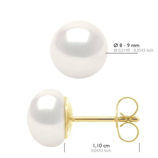 Ohrringe – Gelbgold 750 (18 Karat echte Süßwasser-Zuchtperlen, Knopf 8–9 mm). - Image 2
