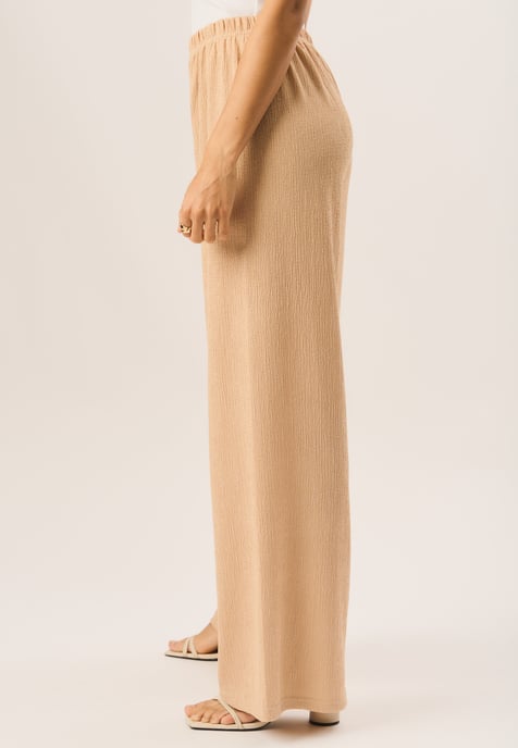 Textured Pull On Wide Leg Trousers